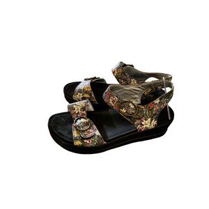 Alegria Womens Floral Print Sandals With Adjustable Straps & Buckles Size 42 EU